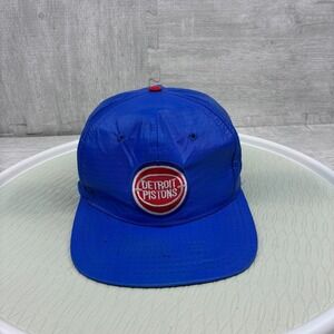 Vintage Detroit Pistons Hat Cap Snapback Blue NBA Basketball Patch Logo Ripstop